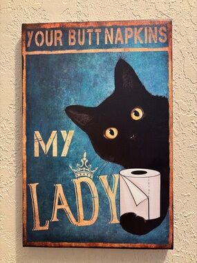 My Lady Black Cat Wall Art - Blue & Black Cat Decor